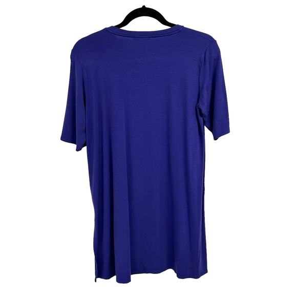 Eileen Fisher Purple Lyocell Blend Short Sleeve Side Slit Tunic Top Medium - Picture 5 of 5